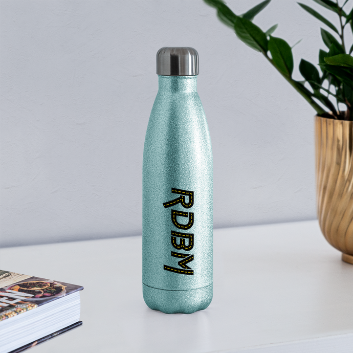 Insulated Stainless Steel Water Bottle - turquoise glitter